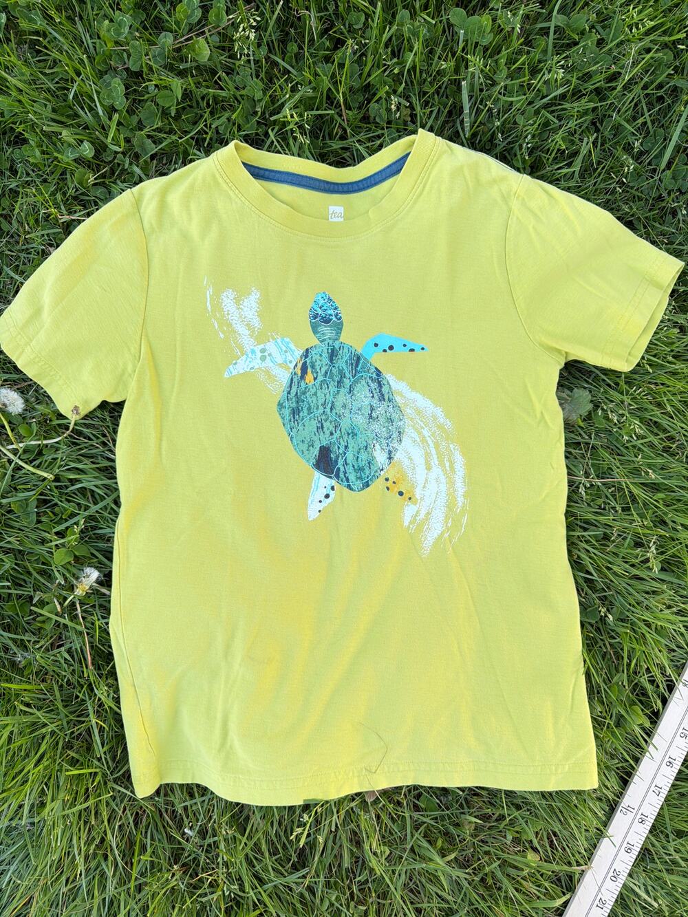 Tea Collection Boys Neon Yellow Sea Turtle Graphic T-Shirt Size 10
